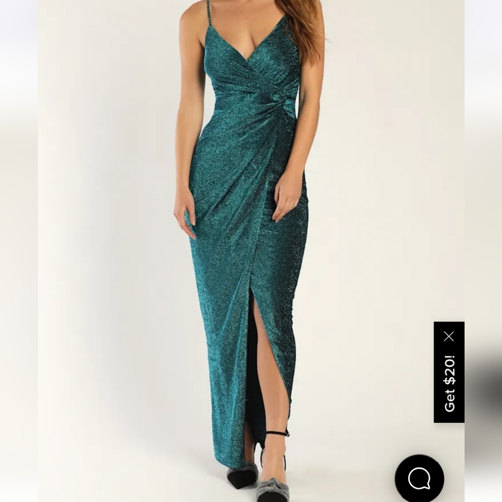 Lulu's Teal Sparkle Midi Dress